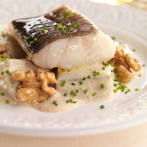 Receta de Bacalao con salsa de nueces