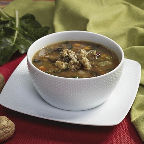 Receta de Sopa de lentejas con col y nueces