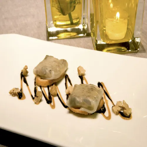 Receta de Raviolis de sepia rellenos de setas y nueces<br />
